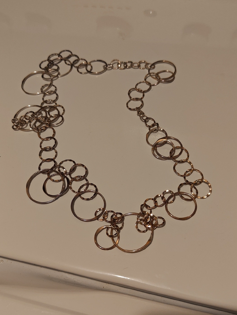 Rose Gold Multi-Ring Link Necklace - Women Jewelry